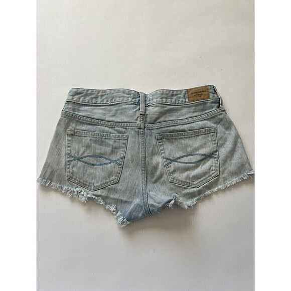 Abercrombie & Fitch Womens Jean Shorts 2 Blue Cut Off Distressed Denim - Picture 2 of 3